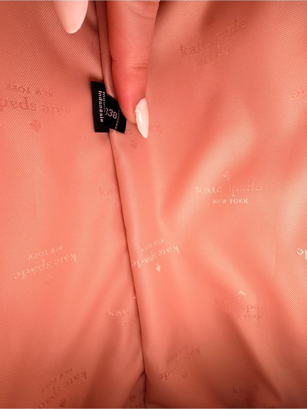 kate spade Pink Tote with Tan Straps and White Pouch